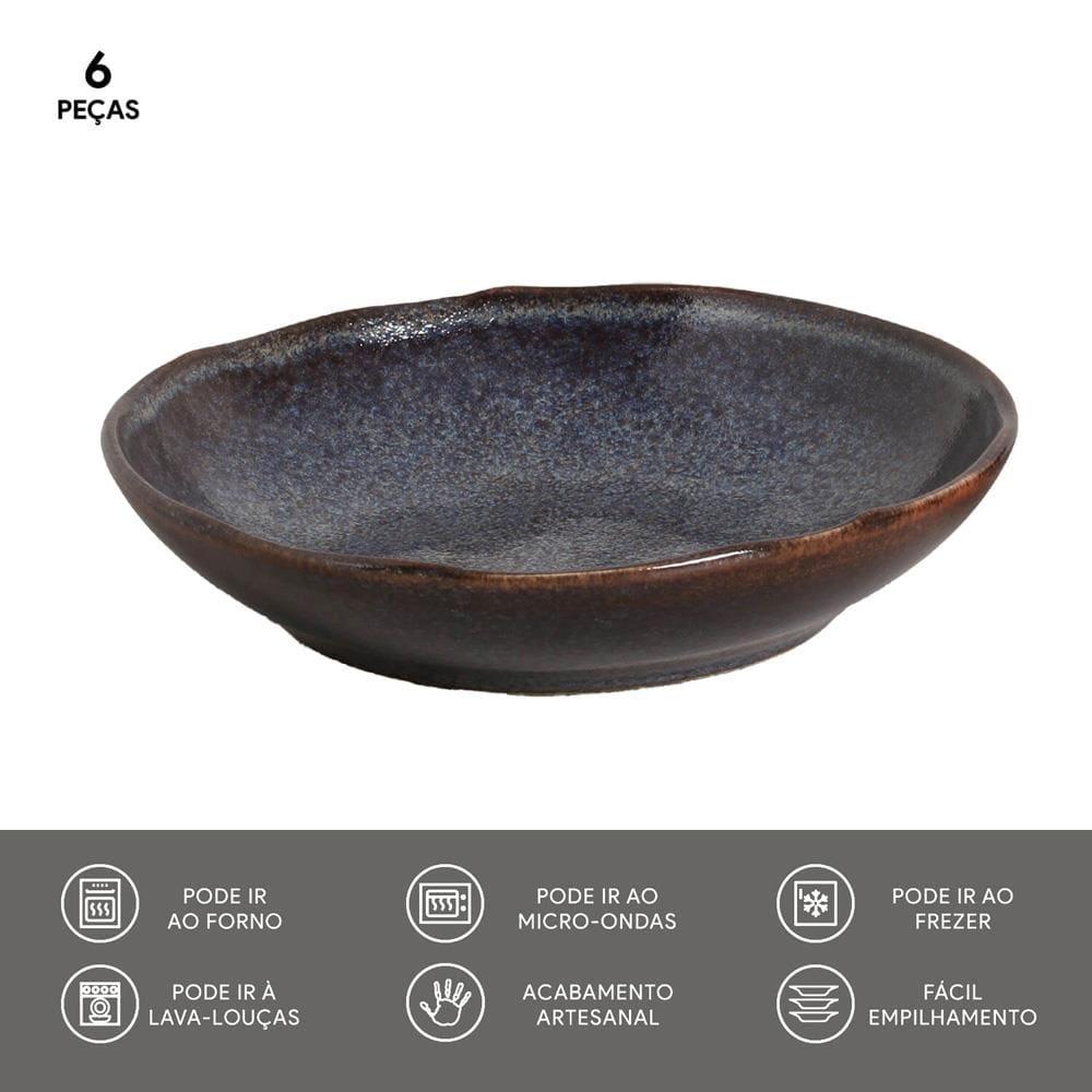 Conjunto de Pratos Fundos Porto Brasil Bio Titanium com 6 Peças - Azul - 6