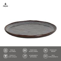 Conjunto de Pratos de Sobremesa Porto Brasil Bio Titanium com 6 peças - Azul - 6