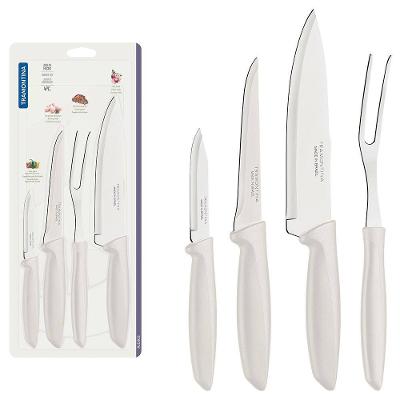 Conjunto de Facas Tramontina Plenus em Aço Inox e Polipropileno - Off-White - 4 Peças
