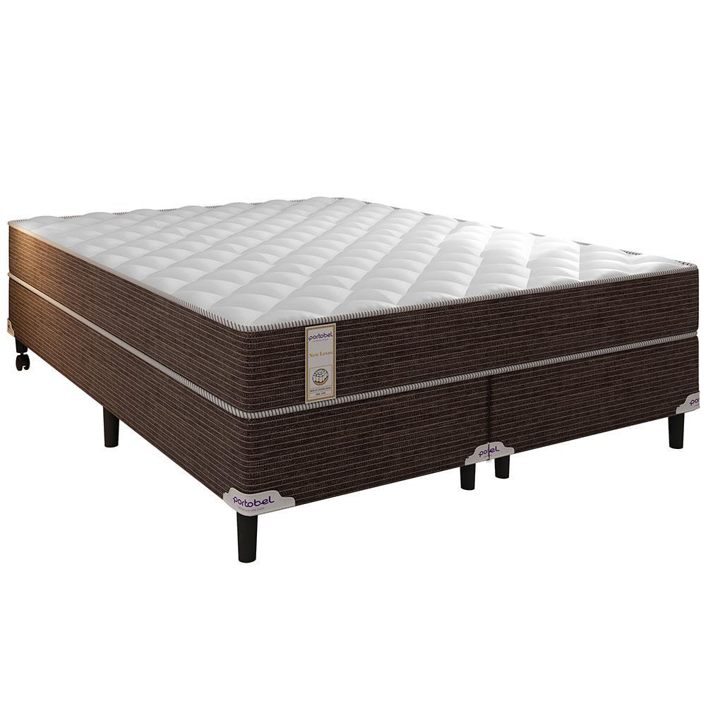 Cama Box Queen Size Portobel Roma com Molas Ensacadas 60x158x198cm - Branco/Marrom - 1