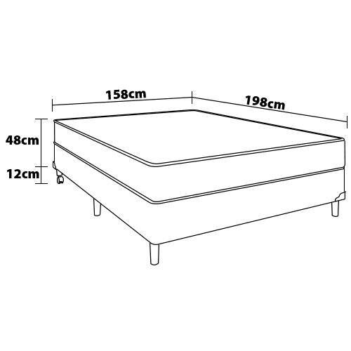 Cama Box Queen Size Portobel Roma com Molas Ensacadas 60x158x198cm - Branco/Marrom - 2