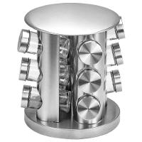 Conjunto Porta Condimentos com Suporte Giratório Inox Euro Home 12 Peças - Transparente - 2