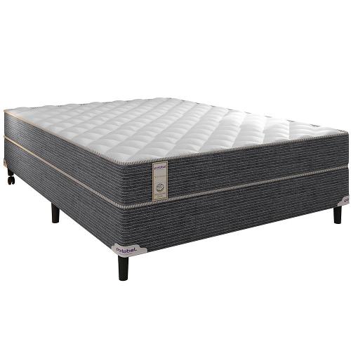 Cama Box de Casal Portobel New Lexus com Molas Ensacadas e Revestimento em Tecido Poliéster 60x138x188cm - Branco/Cinza