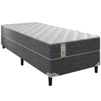 Cama Box de Solteiro Portobel New Lexus com Molas Ensacadas e Revestimento em Tecido Poliéster 60x88x188cm - Branco/Cinza - 1