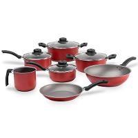 Conjunto de Panelas 7 Peças Brinox Ruby com Revestimento Interno Antiaderente Pro-Flon e Tampas de Vidro com Saída de Vapor - Vermelho - 1