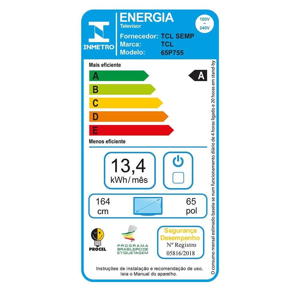 Smart TV 65” 4K UHD TCL 65P755 com Processador AIPQ, Google TV, Wi-Fi, Bluetooth, Google Assistente, Dolby Vision e Atmos - 10