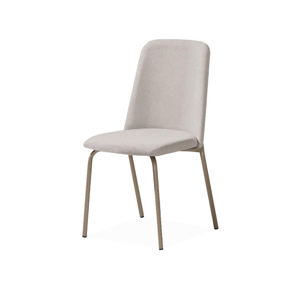 Mesa de Jantar Retangular Aço Nobre Aurora com Tampo de Vidro e 6 Cadeiras Estofadas - Champagne e Off White - 3