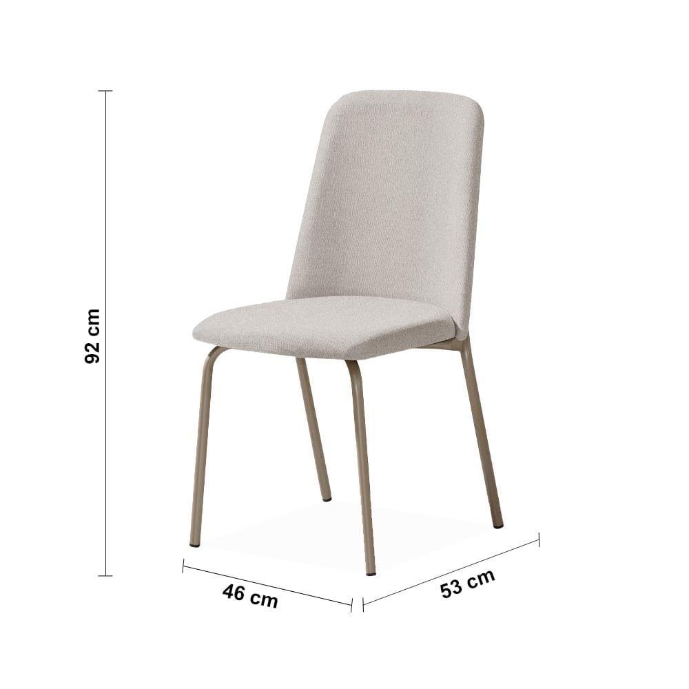 Mesa de Jantar Retangular Aço Nobre Aurora com Tampo de Vidro e 6 Cadeiras Estofadas - Champagne e Off White - 5