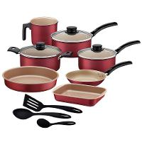 Conjunto de Panelas 10 Peças Tramontina Turim com Revestimento Antiaderente Starflon Max e Tampas de Vidro Temperado - Vermelho - 1