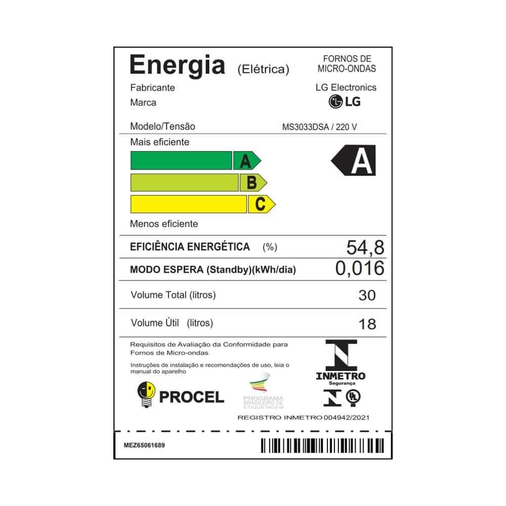 Forno de Micro-ondas LG NeoChef MS3033D com Função limpa fácil e Receitas Pré-programadas - 30 litros - 5