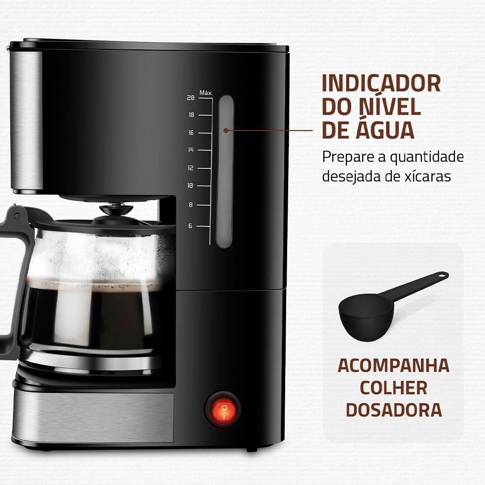 Cafeteira Elétrica Mondial Dolce Arome Vidro C-43-20X-SI 20 Xícaras 550W – Preto/Inox - 6