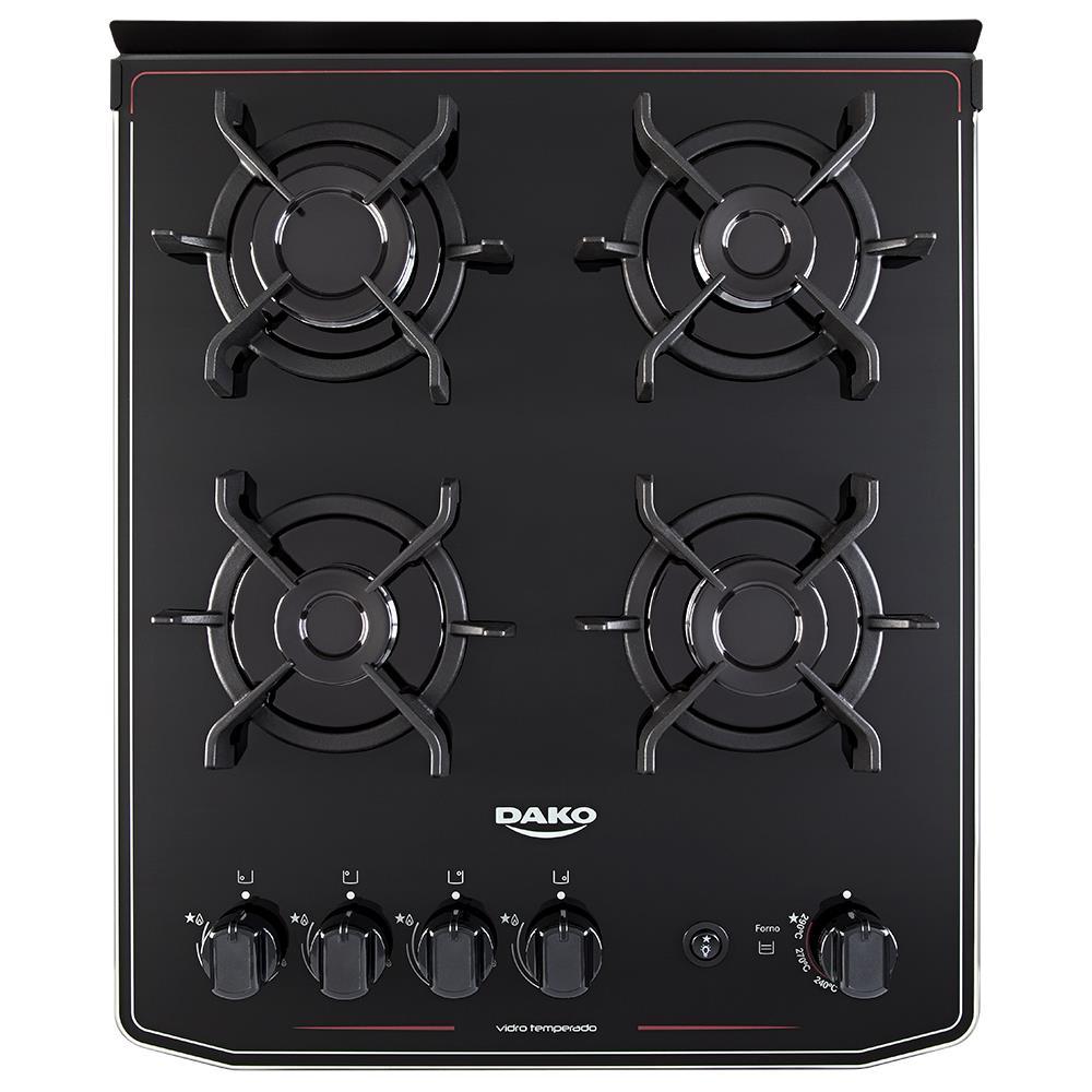 Fogão Dako 4 Bocas Magister Mesa de Vidro Acendimento Automático Bivolt Preto - 5