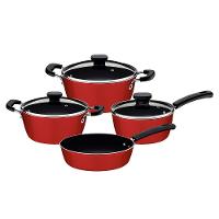 Conjunto de Panelas 4 Peças Tramontina Sicília em Alumínio com Revestimento Interno Antiaderente Cerâmico e Externo Poliéster - Vermelho - 1