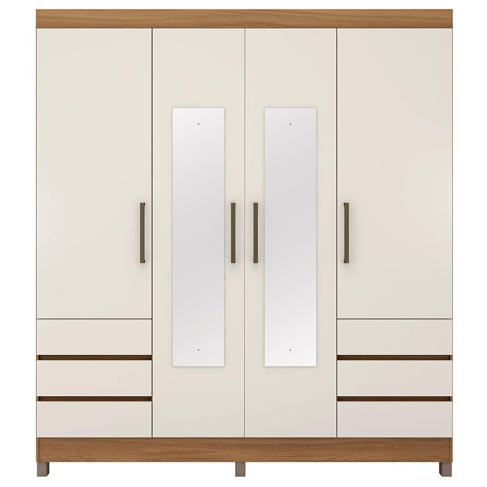 Guarda-Roupa Demóbile Mônaco com 4 Portas, 6 Gavetas e Espelho - 195cm de largura - 2
