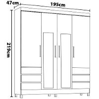 Guarda-Roupa Demóbile Mônaco com 4 Portas, 6 Gavetas e Espelho - 195cm de largura - 7