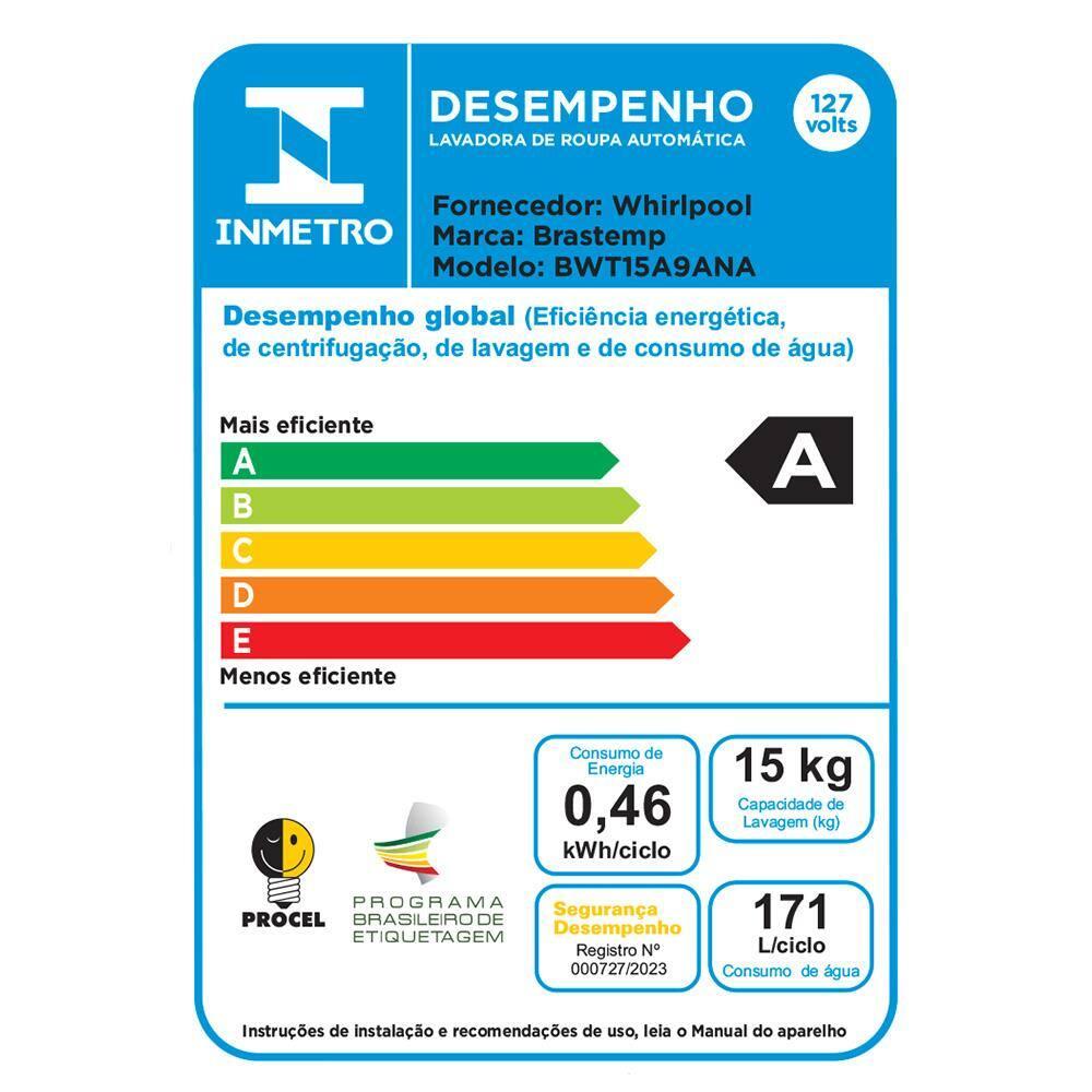 Lavadora de Roupa Brastemp 15kg BWT15A9 com SmartSensor e Ciclo Tira Manchas Advanced – Cinza - 6