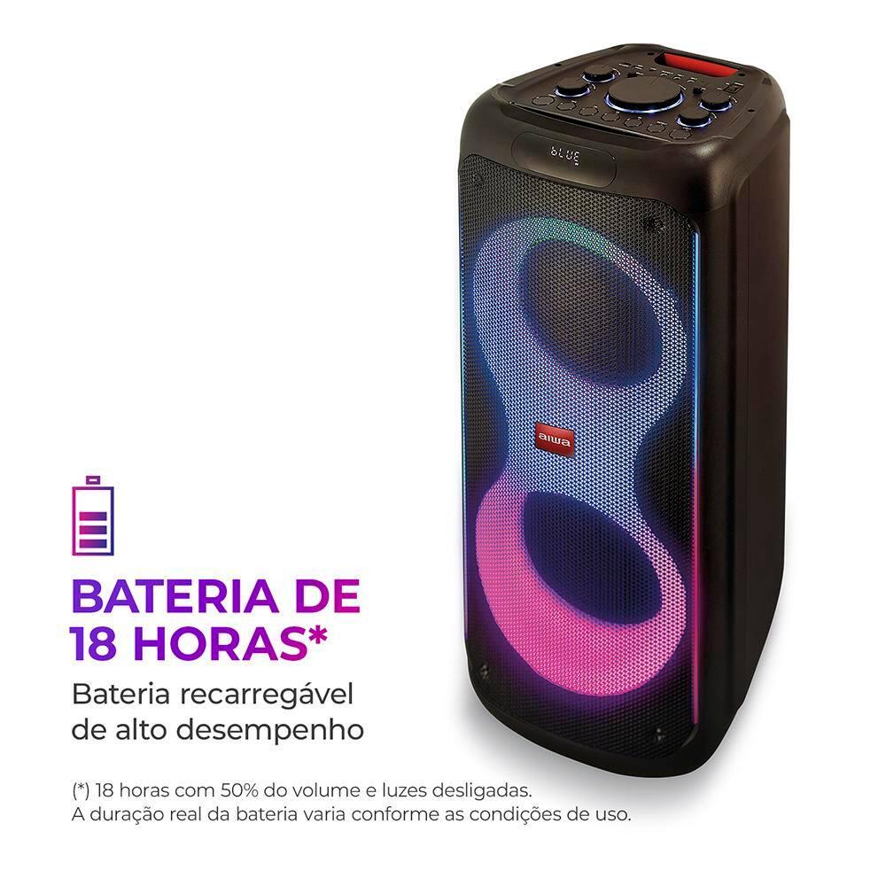 Caixa de Som Partybox AIWA PB-04 BT com Bluetooth, Entrada USB e Iluminação RGB - 260W - 5