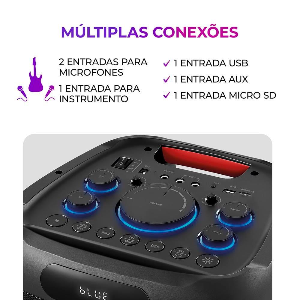 Caixa de Som Partybox AIWA PB-04 BT com Bluetooth, Entrada USB e Iluminação RGB - 260W - 7
