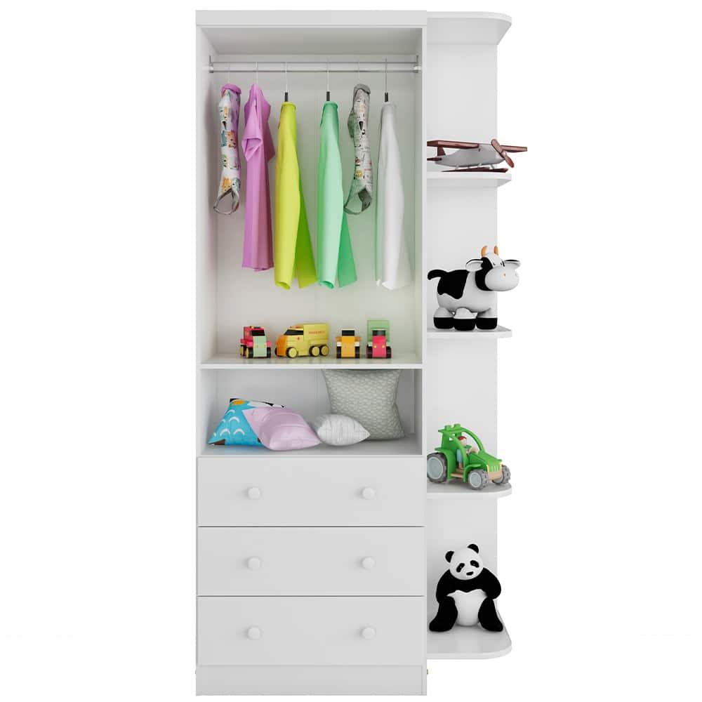 Guarda-Roupa Infantil Peroba Duda Plus com 2 Portas, 3 Gavetas, 5 Prateleiras e 86 cm de Largura - 3