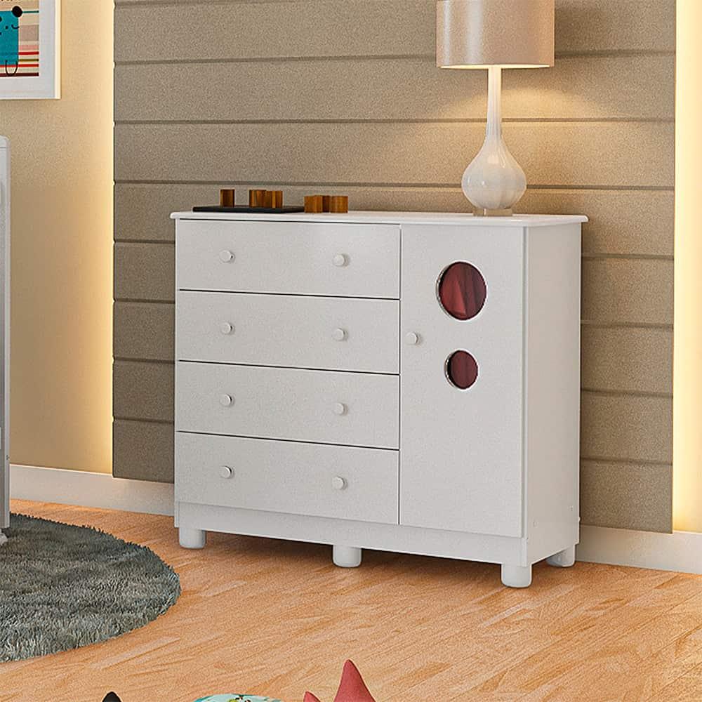 Cômoda Infantil Peroba Duda Plus com 1 Porta, 4 Gavetas, 1 Prateleira e 95,3 cm de Largura - 1
