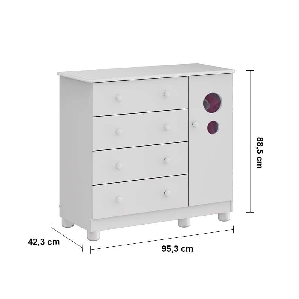 Cômoda Infantil Peroba Duda Plus com 1 Porta, 4 Gavetas, 1 Prateleira e 95,3 cm de Largura - 4