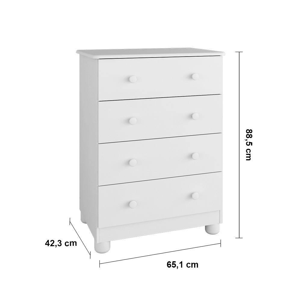 Cômoda Infantil Peroba Duda Plus com 4 Gavetas e 65,1 cm de Largura - 3