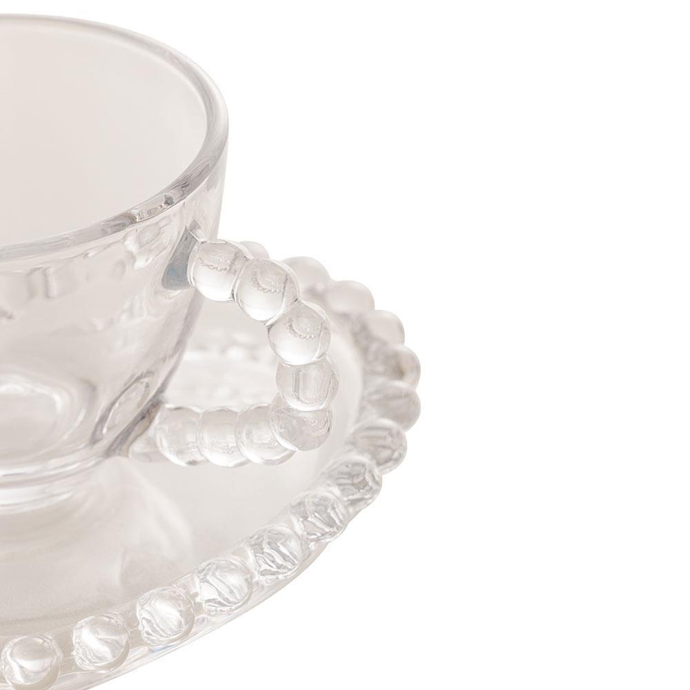 Conjunto com 4 Xícaras e Pires para Café Wolff Pearl Coração em Cristal - 85 ml - 4