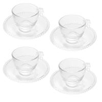 Conjunto com 4 Xícaras e Pires para Café Wolff Pearl em Cristal - 80 ml - 1