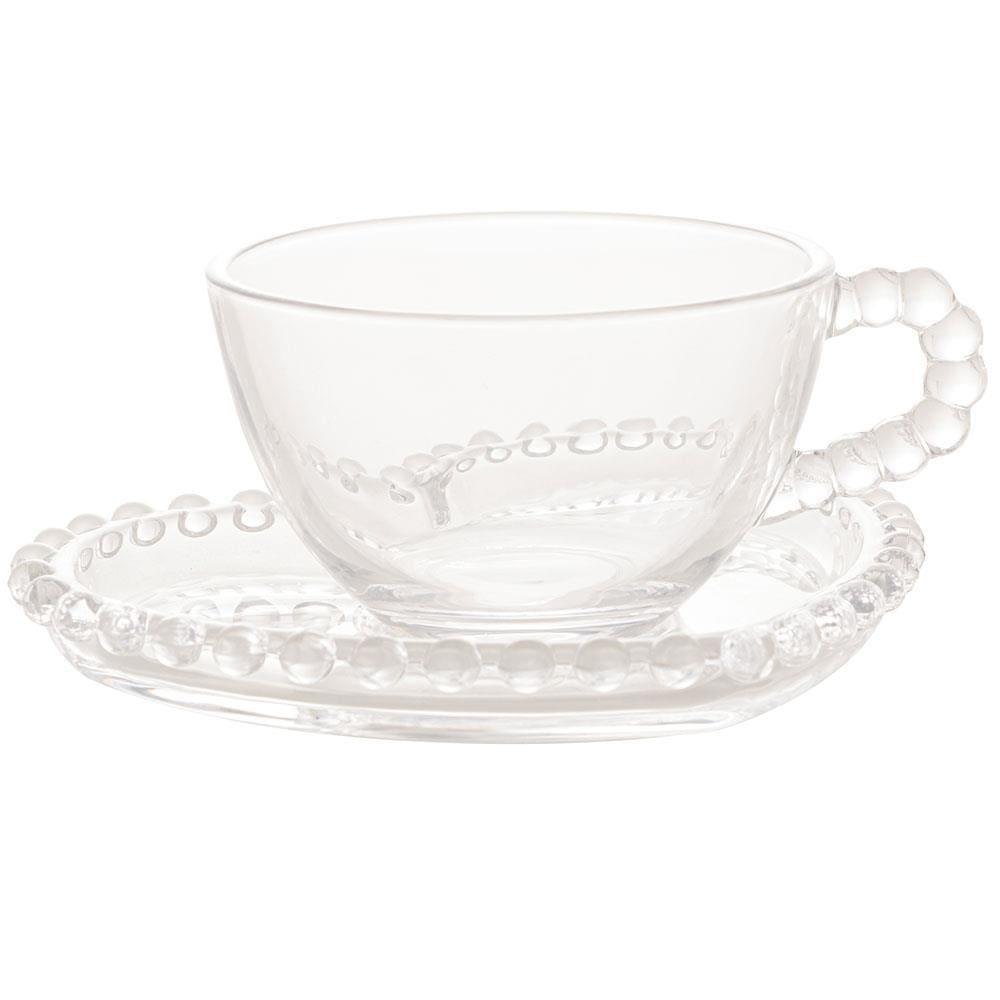 Conjunto com 4 Xícaras e Pires para Chá Wolff Pearl Coração em Cristal - 180 ml - 3