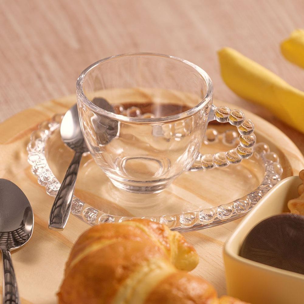 Conjunto com 4 Xícaras e Pires para Chá Wolff Pearl Coração em Cristal - 180 ml - 7