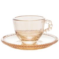 Conjunto com 4 Xícaras e Pires para Café Wolff Pearl em Cristal Âmbar - 80 ml - 2