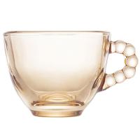 Conjunto com 4 Xícaras e Pires para Café Wolff Pearl em Cristal Âmbar - 80 ml