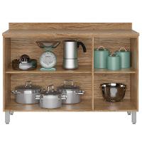 Balcão Triplo Bartira Topázio UP com 3 Portas e 1 Prateleira - 120,1cm de largura - Damasco/Grafite - 2