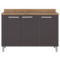 Balcão Triplo Bartira Topázio UP com 3 Portas e 1 Prateleira - 120,1cm de largura - Damasco/Grafite - 1