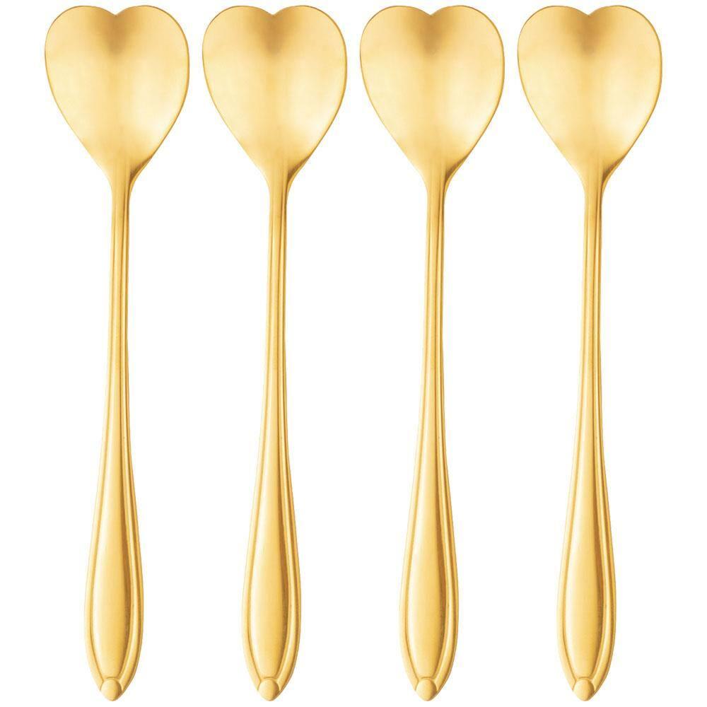 Conjunto de Colheres para Chá Wolff Heart em Aço Inox Dourado - 4 Peças - 1