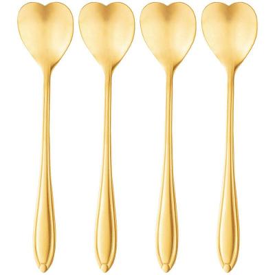 Conjunto de Colheres para Chá Wolff Heart em Aço Inox Dourado - 4 Peças