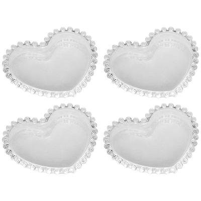 Conjunto de Pratos para Sobremesa Wolff Coração Pearl Transparente 13 cm - 4 Peças