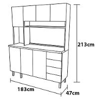 Cozinha Compacta em MDF Loft Nesher Imperatriz com 6 Portas, 2 Gavetas, 11 Prateleiras - 183cm de largura