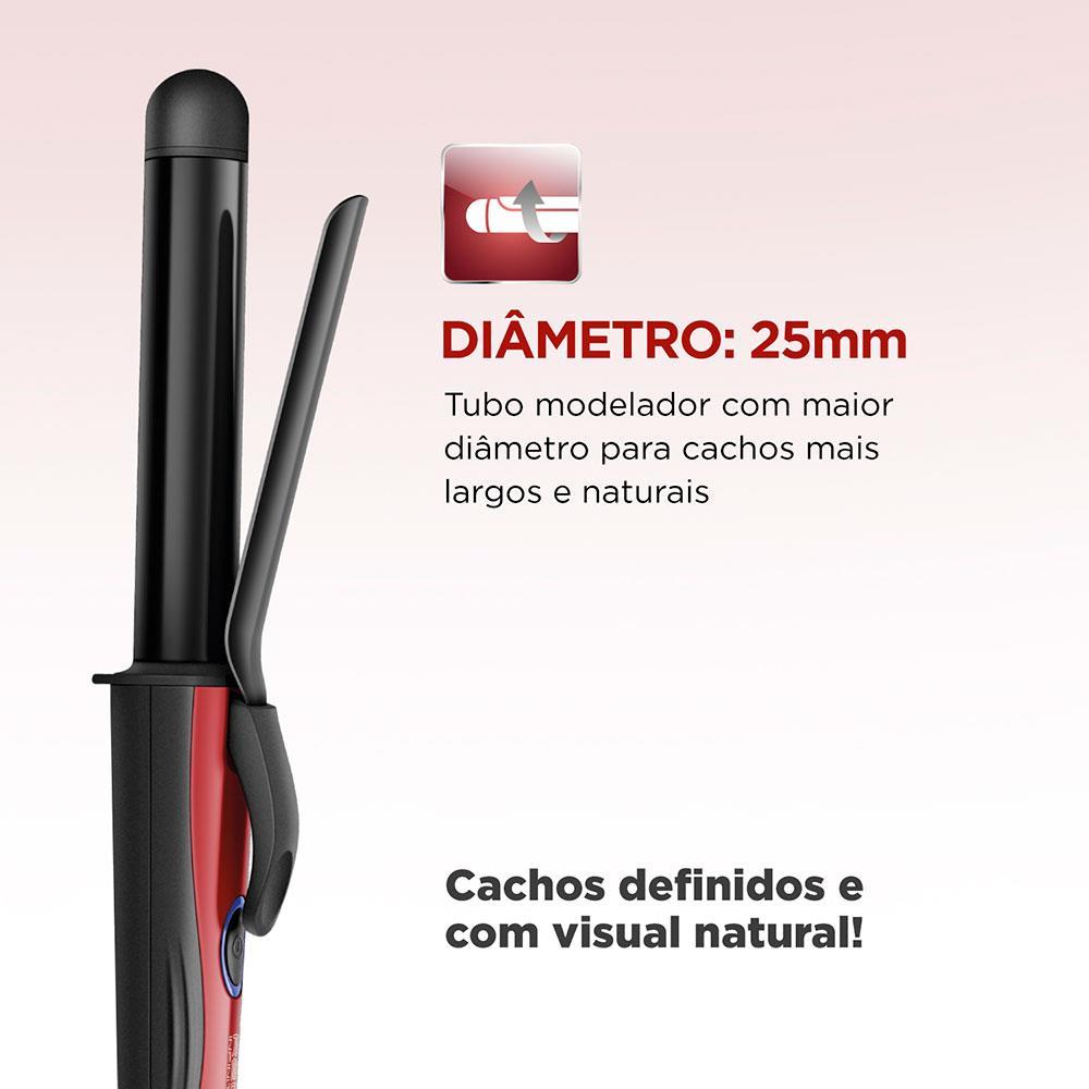 Modelador de Cachos Mondial Infinity EM-12 Cabo Giratório Bivolt Preto/Vermelho - 3