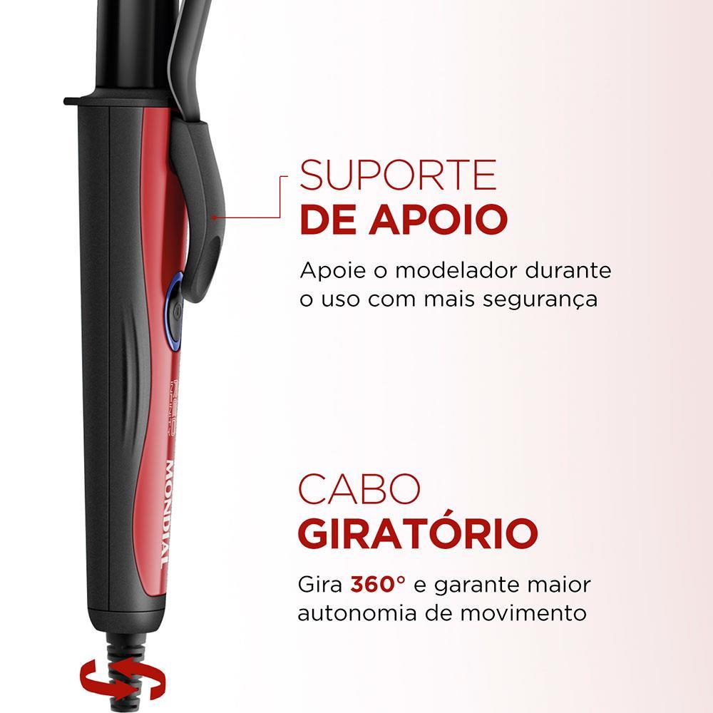 Modelador de Cachos Mondial Infinity EM-12 Cabo Giratório Bivolt Preto/Vermelho - 5