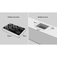 Cooktop a Gás 5 Bocas Dako Supreme com Queimador Tripla Chama Preto - 5