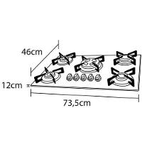 Cooktop a Gás 5 Bocas Dako Supreme com Queimador Tripla Chama Preto - 7