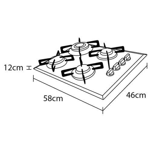 Cooktop a Gás 4 Bocas Dako Supreme com Queimador Tripla Chama Preto – Bivolt - 10