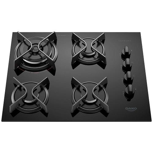 Cooktop a Gás 4 Bocas Dako Supreme com Queimador Tripla Chama Preto – Bivolt