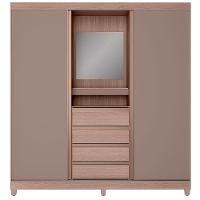 Guarda-Roupa Bartira Fortaleza II com Espelho, 2 Portas, 4 Gavetas e 4 Prateleiras - 184,5cm de largura - 2