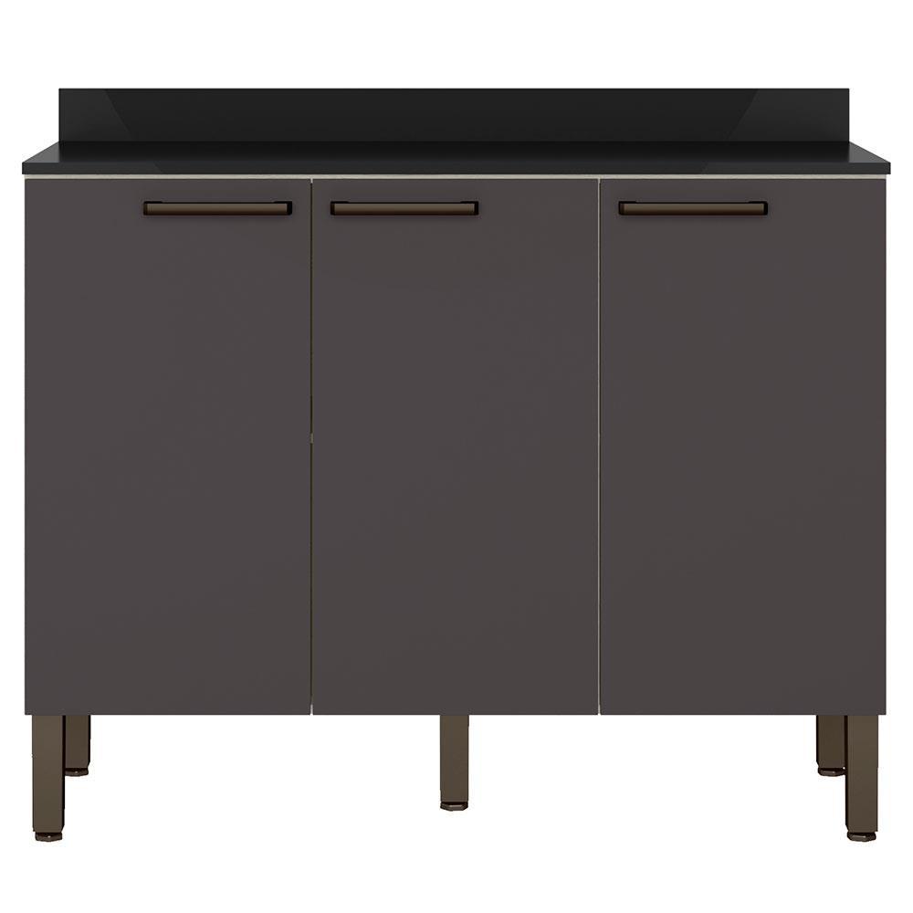 Balcão Triplo Bartira Veneza com 3 Portas e 1 Prateleira - 108,4cm de largura - Freixo/Grafite - 1