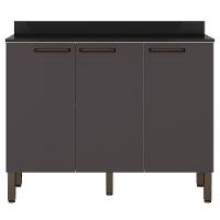 Balcão Triplo Bartira Veneza com 3 Portas e 1 Prateleira - 108,4cm de largura - Freixo/Grafite - 1