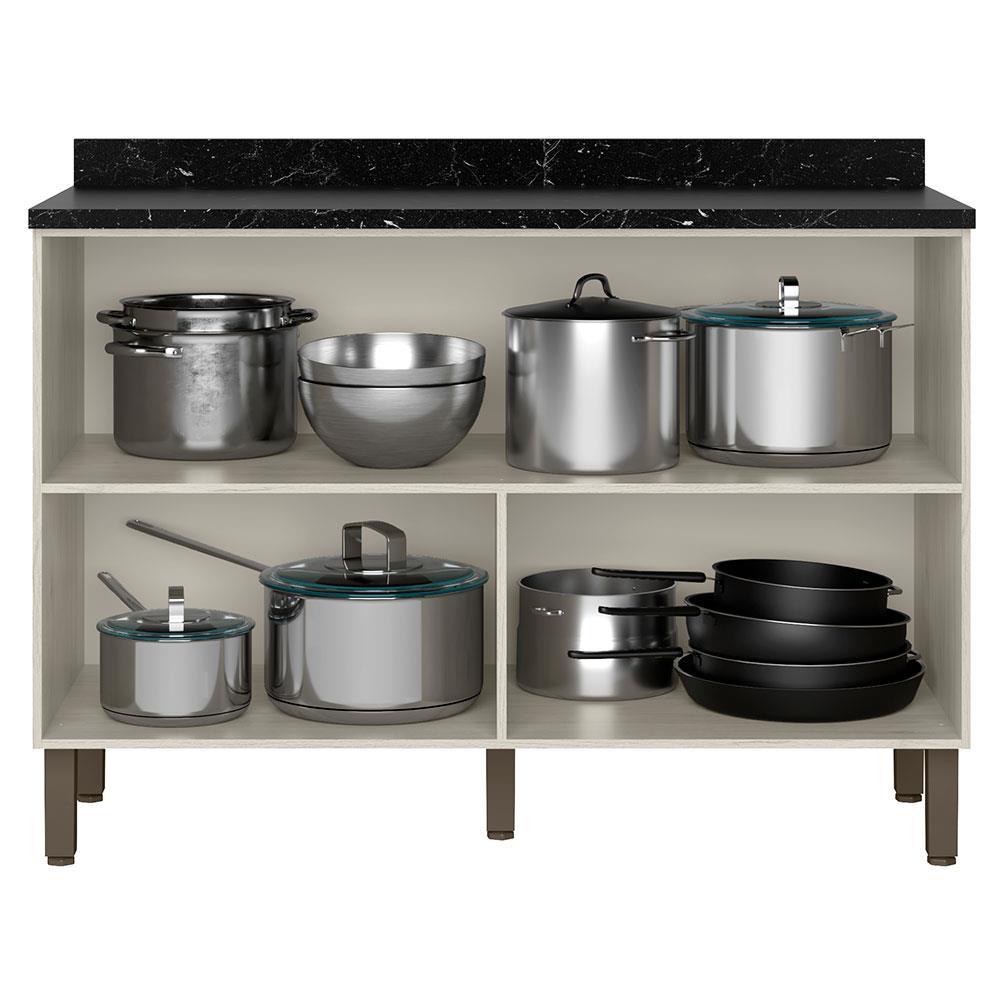 Balcão Bartira Jaspe com 2 Portas e 1 Prateleira - 120,1cm de largura - Freixo/Grafite - 2