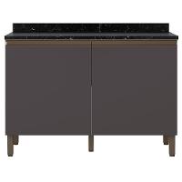 Balcão Bartira Jaspe com 2 Portas e 1 Prateleira - 120,1cm de largura - Freixo/Grafite - 1