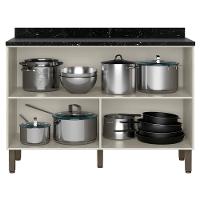 Balcão Bartira Jaspe com 2 Portas e 1 Prateleira - 120,1cm de largura - Freixo/Grafite - 2